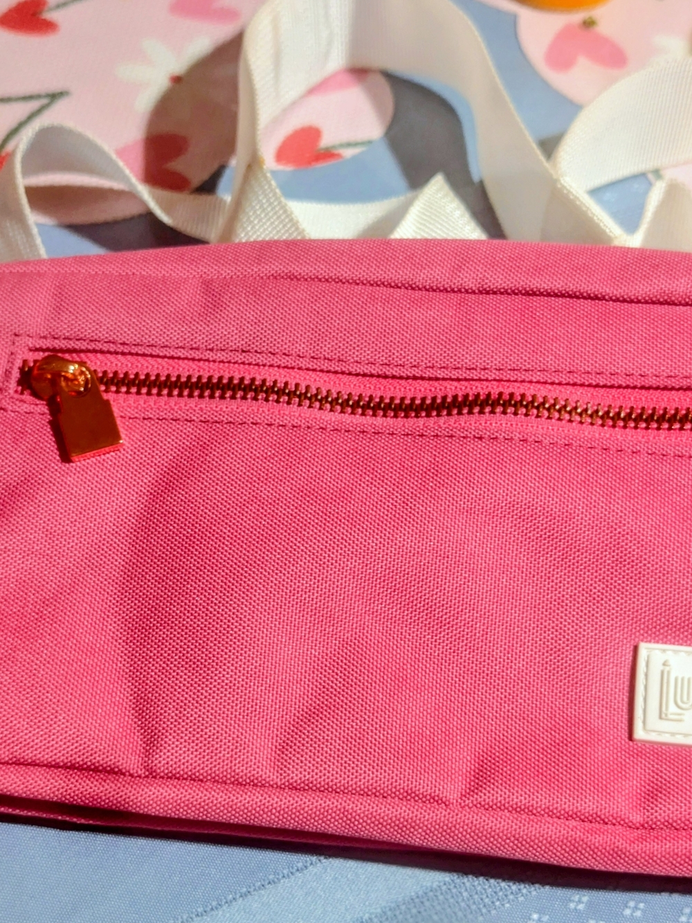 LuLaRoe Bright Pink Canvas Tote with Gold Zipper